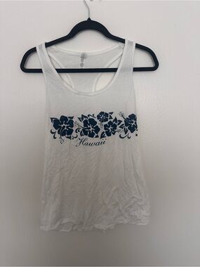White Hawaii Floral Tank Top
